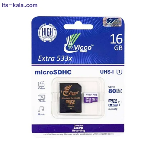 کارت حافظه microSDHC ویکو من مدل Extre 533X کلاس 10 استاندارد UHS-I U1 سرعت 80MBps ظرفیت 16 گیگابایت همراه با آداپتور SD